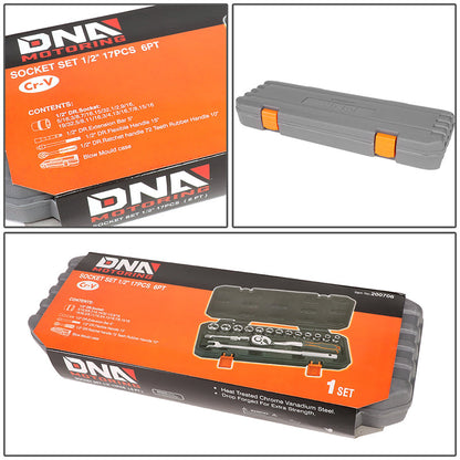 17pcs 1/2 in. Drive Sockets & Ratchet Tool Set