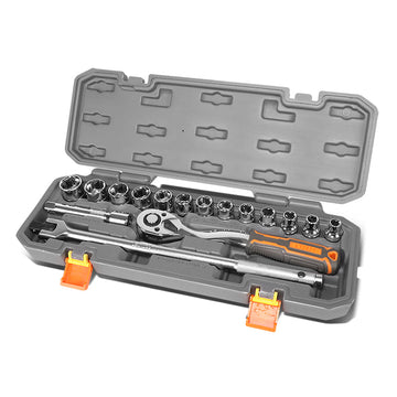17pcs 1/2 in. Drive Sockets & Ratchet Tool Set
