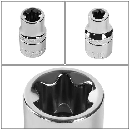 9Pcs 38mm Tall External Torx E10-E24 1/2 Sockets w/Carrying Case