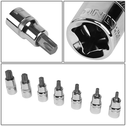 7Pcs T30-T70 Internal 9Pcs E10-E24 External Torx 1/2 Sockets w/Carrying Case