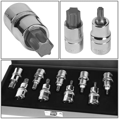 9Pcs T20-T60 Internal Torx Socket 1/2 Sockets w/Carrying Case