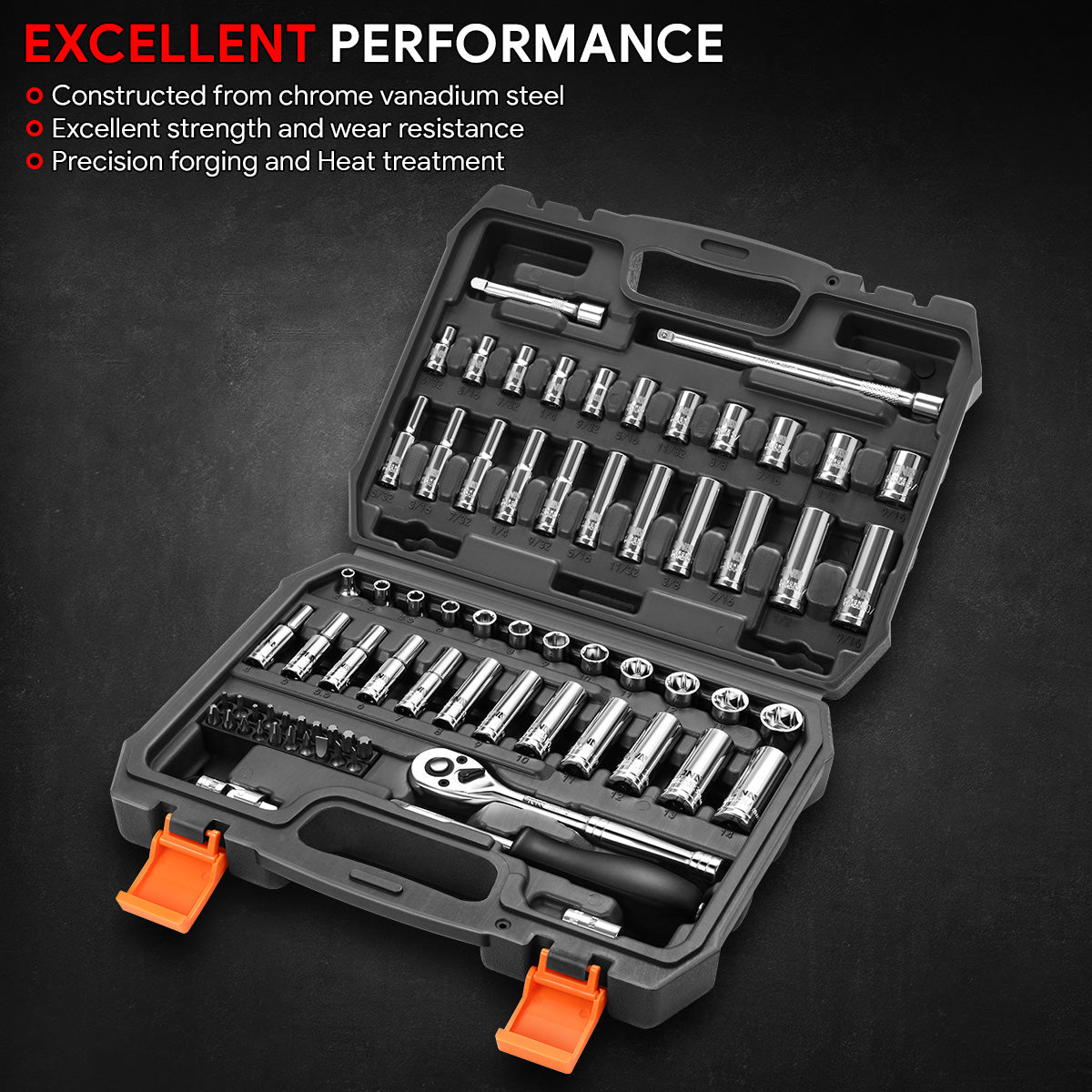 72-Pieces 1/4 in. Drive Impact Socket Set