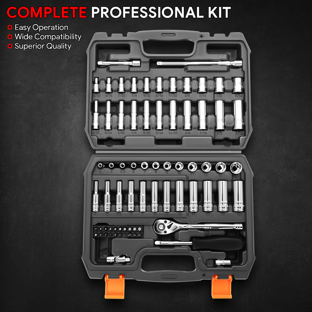 72-Pieces 1/4 in. Drive Impact Socket Set