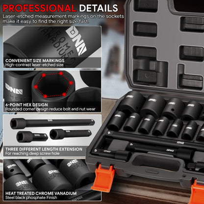20-Pieces 1/2 in. Drive Impact Socket Set