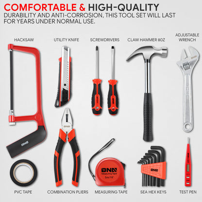 19pcs Hand Tool Kit with Storage Bag