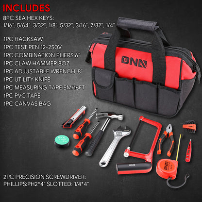 19pcs Hand Tool Kit with Storage Bag