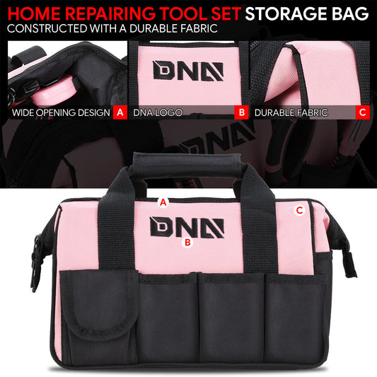 44pcs Hand Tool Kit with Storage Bag (Pink)