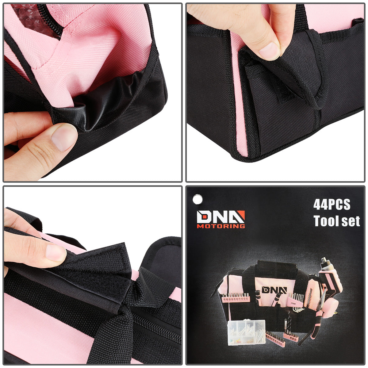 44pcs Hand Tool Kit with Storage Bag (Pink)