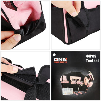 44pcs Hand Tool Kit with Storage Bag (Pink)