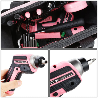 44pcs Hand Tool Kit with Storage Bag (Pink)