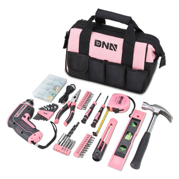 44pcs Hand Tool Kit with Storage Bag (Pink)