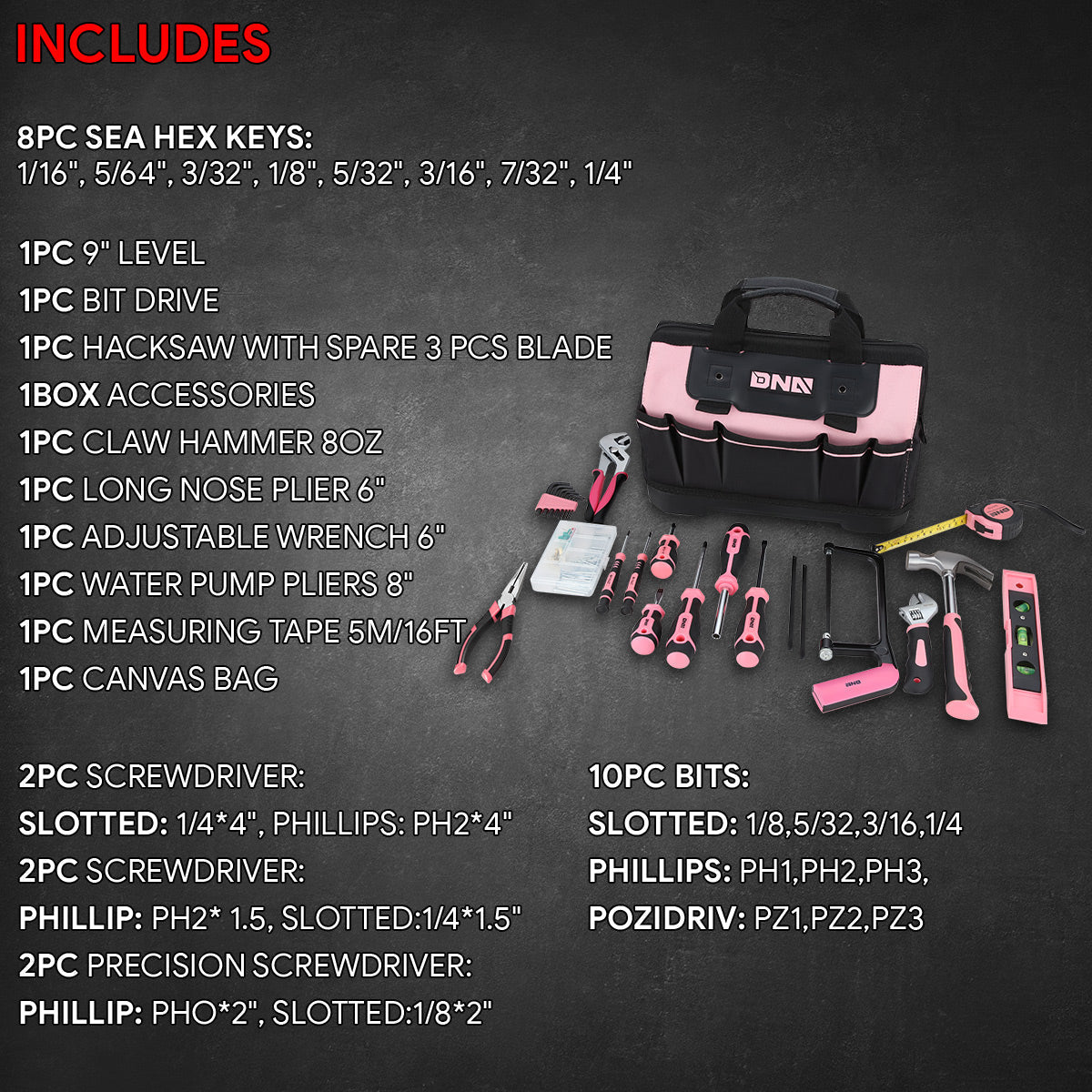 37pcs Hand Tool Kit with Storage Bag