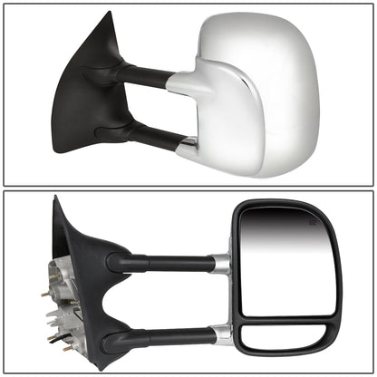 Chrome Powered Heated Towing Mirrors (Pair)<br>99-07 Ford F250 F350 F450 F550 Super Duty
