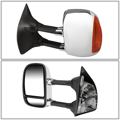 Chrome Powered Heated Towing Mirrors (Pair)<br>99-07 Ford F250 F350 F450 F550 Super Duty