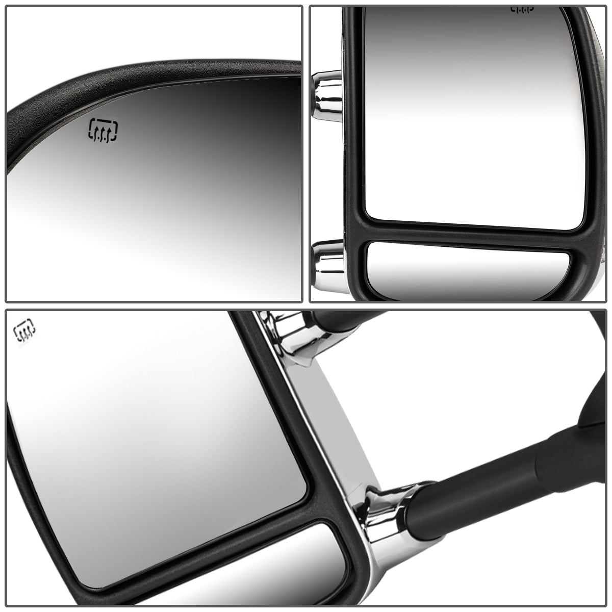 Chrome Powered Heated Towing Mirrors (Pair)<br>99-07 Ford F250 F350 F450 F550 Super Duty