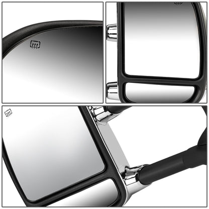 Chrome Powered Heated Towing Mirrors (Pair)<br>99-07 Ford F250 F350 F450 F550 Super Duty