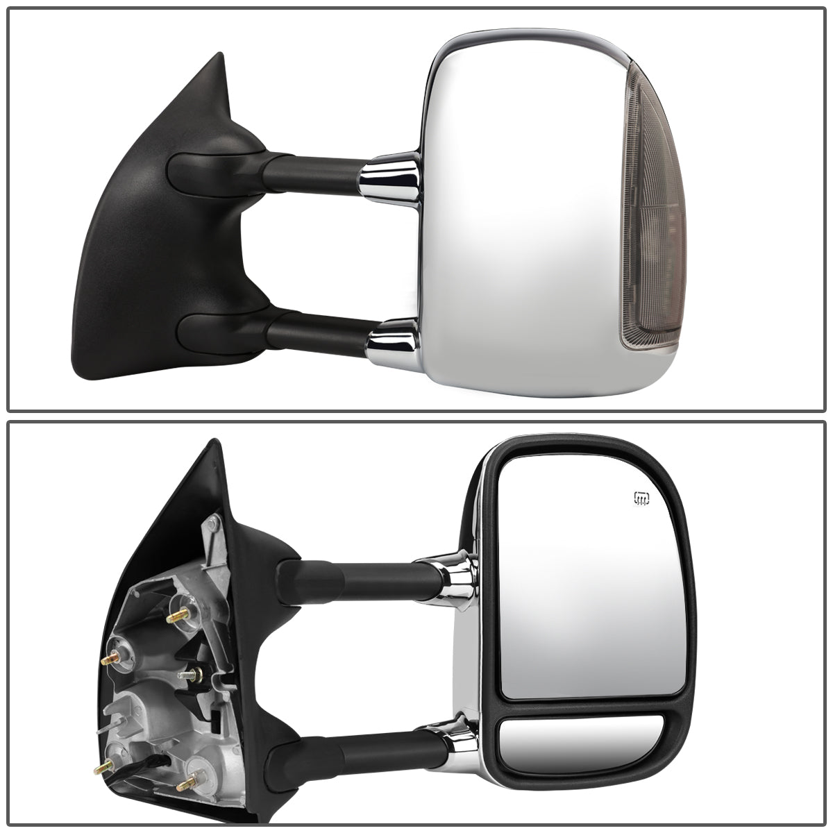 Chrome Powered Heated Towing Mirrors (Pair)<br>99-07 Ford F250 F350 F450 F550 Super Duty