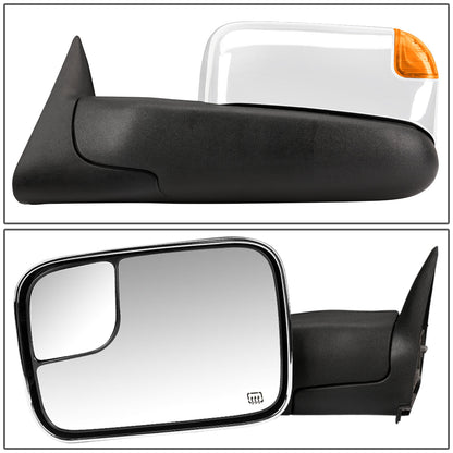 Chrome Powered Heated Towing Mirrors (Pair)<br>94-02 Dodge Ram 1500 2500 3500