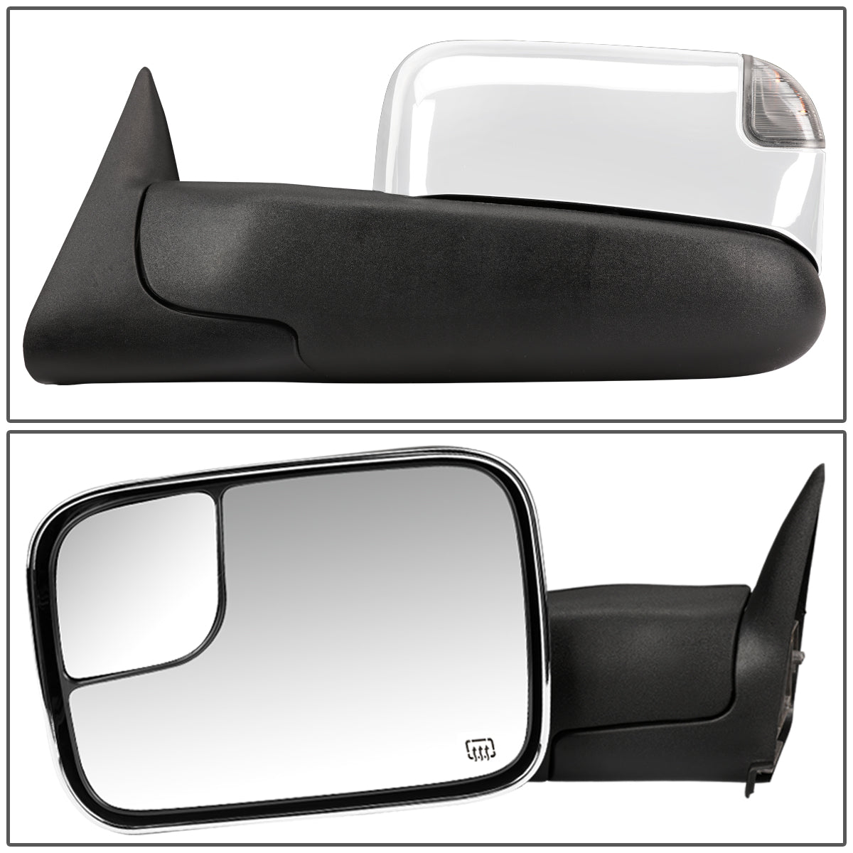 Chrome Powered Heated Towing Mirrors (Pair)<br>94-02 Dodge Ram 1500 2500 3500