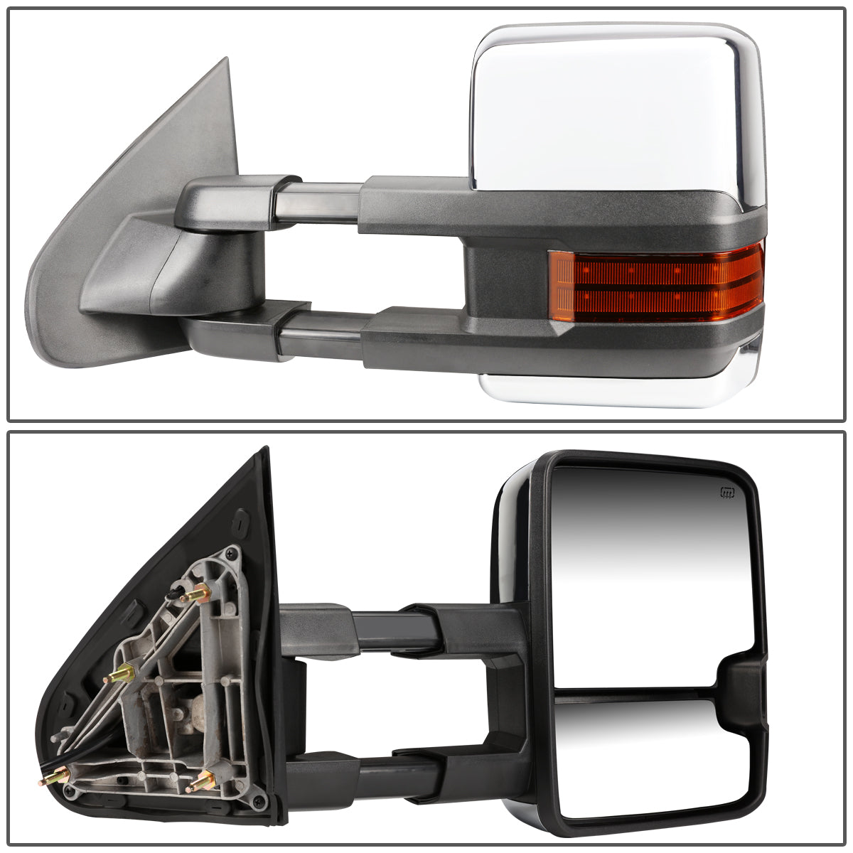 Chrome Powered Heated Towing Mirrors (Pair)<br>14-17 Chevy Silverado 1500, GMC Sierra 1500