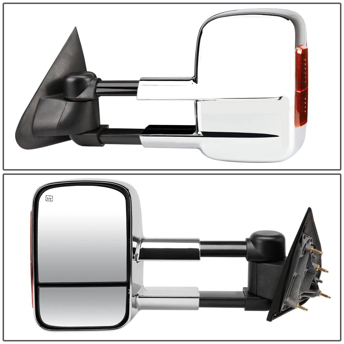 Chrome Powered Heated Towing Mirrors (Pair)<br>14-17 Chevy Silverado 1500, GMC Sierra 1500