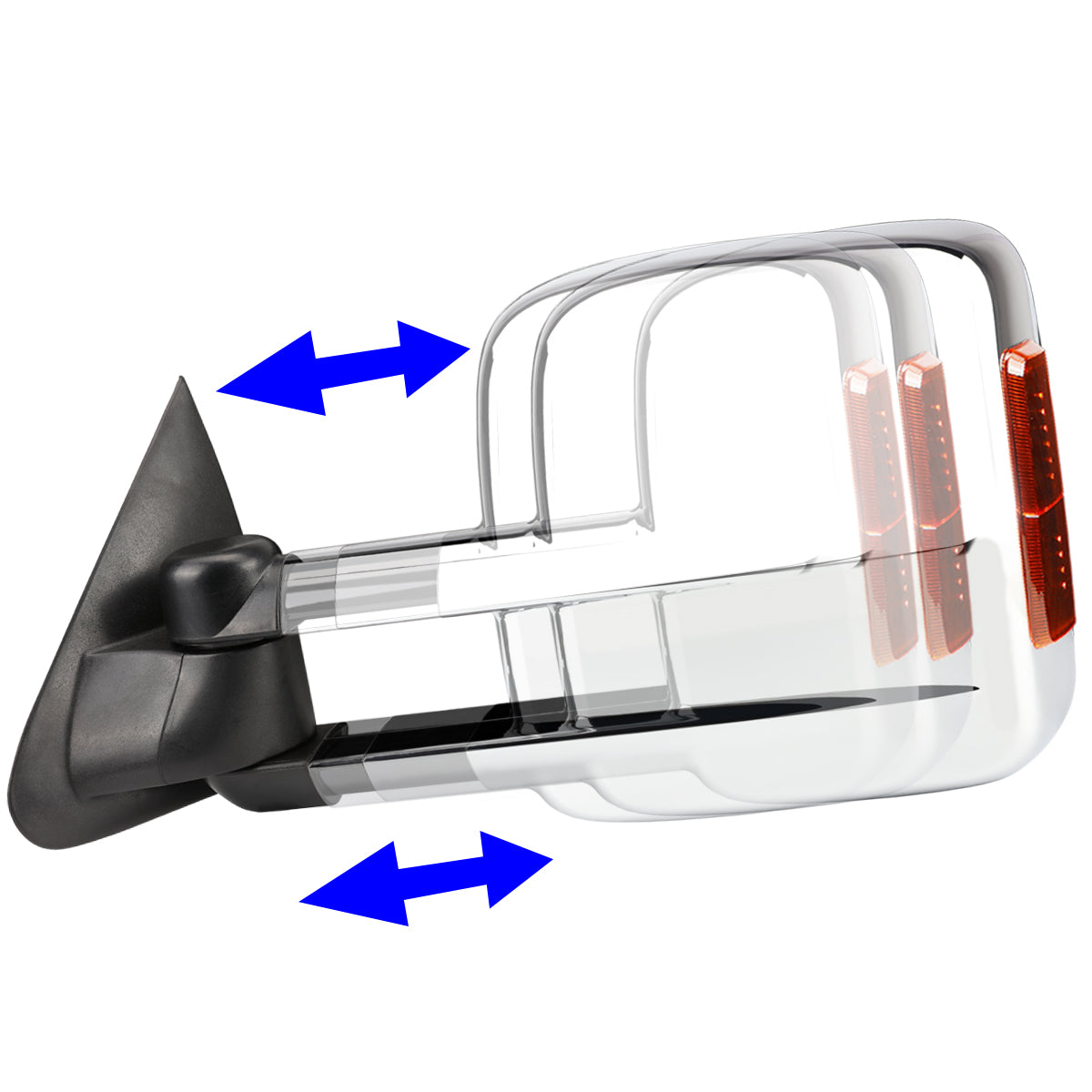 Chrome Powered Heated Towing Mirrors (Pair)<br>14-17 Chevy Silverado 1500, GMC Sierra 1500