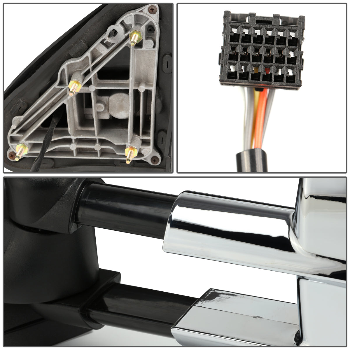 Chrome Powered Heated Towing Mirrors (Pair)<br>14-17 Chevy Silverado 1500, GMC Sierra 1500
