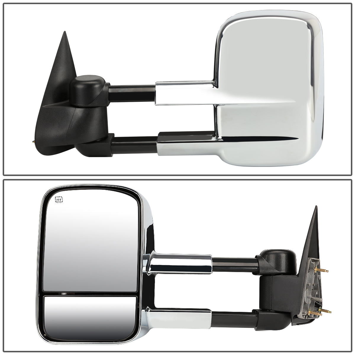 Chrome Powered Heated Towing Mirrors (Pair)<br>99-02 Chevy Silverado 1500-3500, GMC Sierra 1500