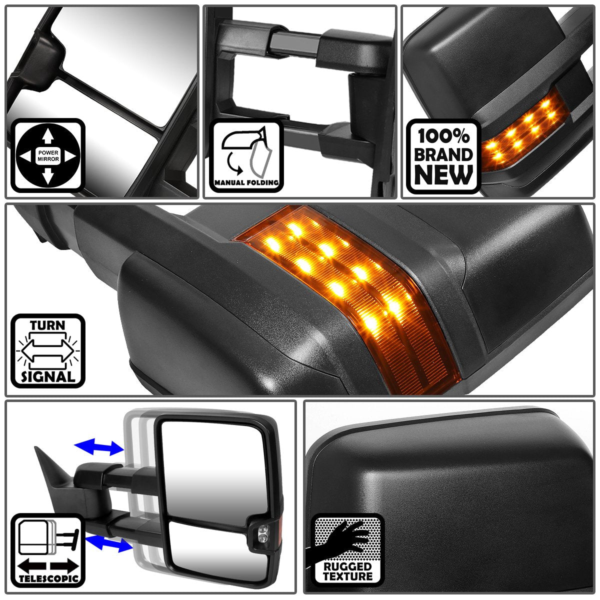 Powered Towing Mirrors (Pair)<br>88-98 Chevy GMC C/K 1500, 95-99 Tahoe