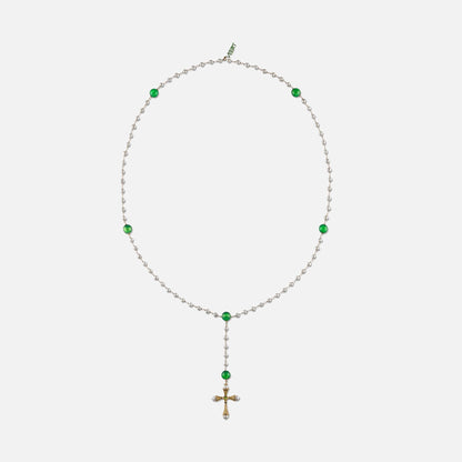 VEERT Freshwater Pearl Green Onyx Rosary Necklace - Green