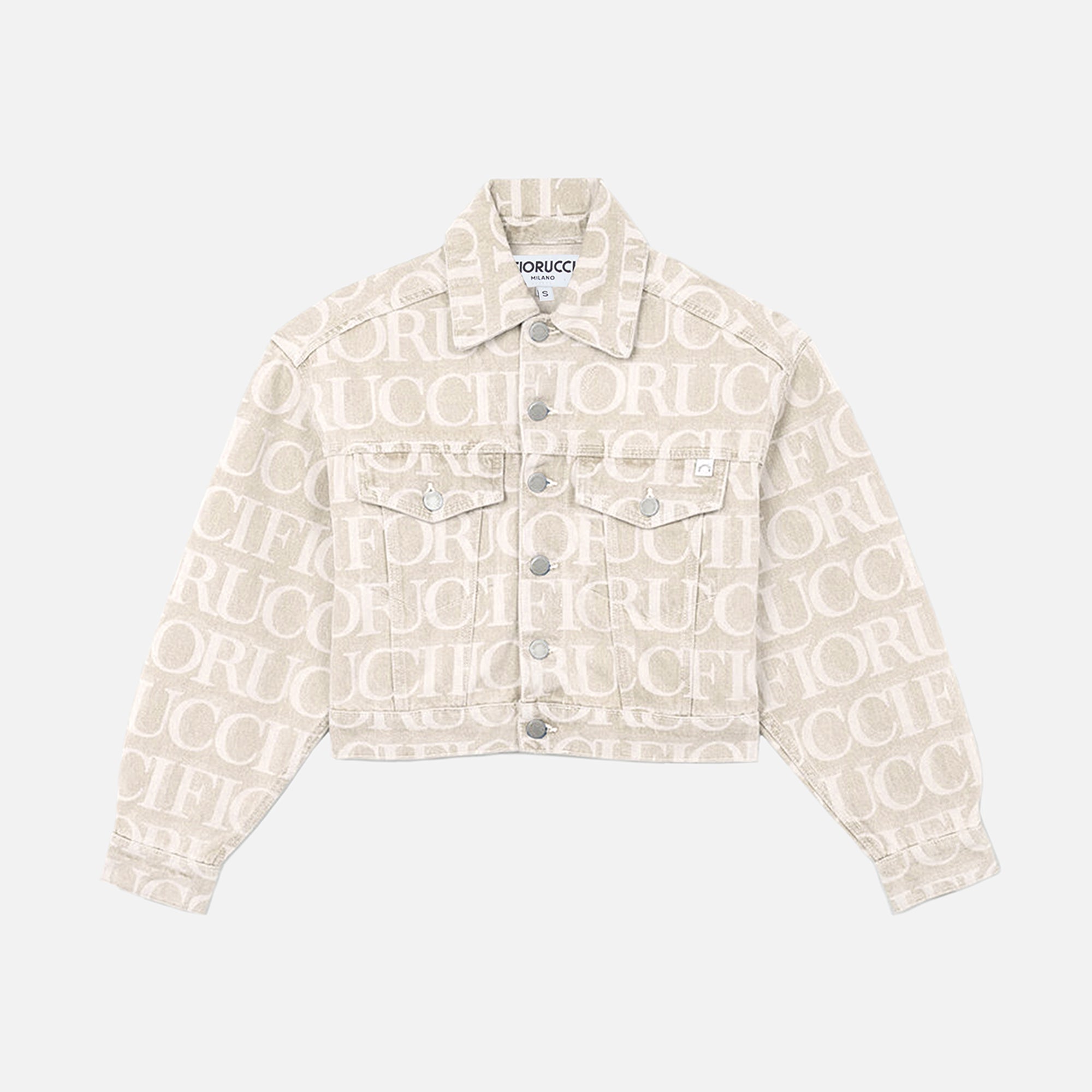 Fiorucci Monogram Cropped Taprered Denim Jacket - Ecru