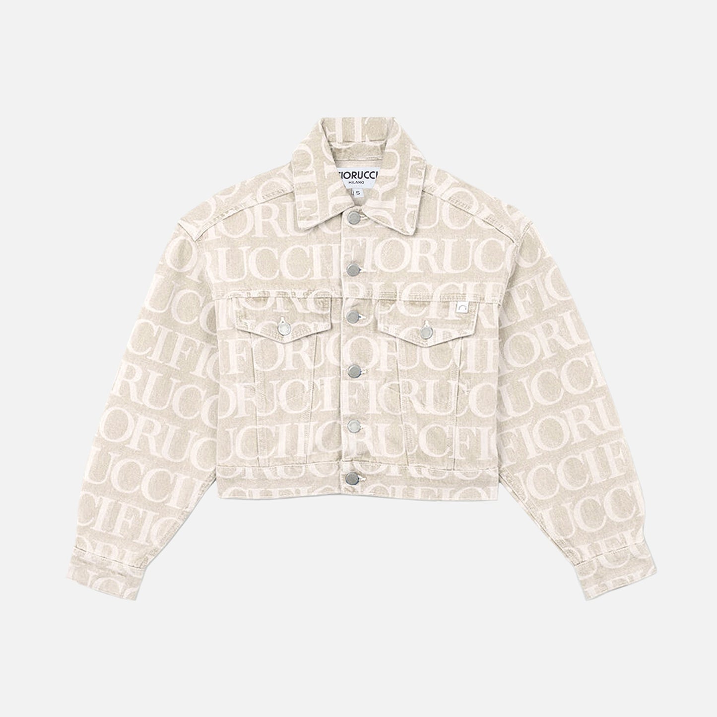 Fiorucci Monogram Cropped Taprered Denim Jacket - Ecru