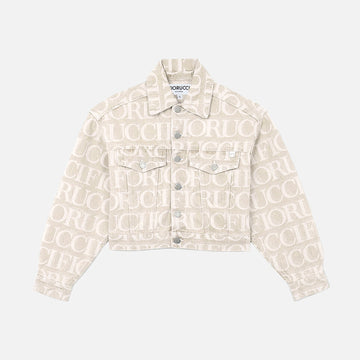 Fiorucci Monogram Cropped Taprered Denim Jacket - Ecru