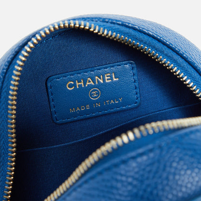 WGACA Chanel Caviar Filigree Round Chain Crossbody Bag - Blue