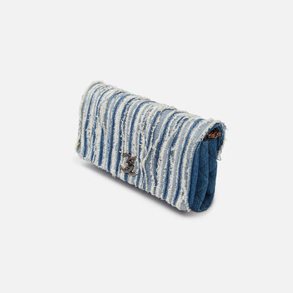 WGACA Chanel Denim Fringed Flap Bag - Blue