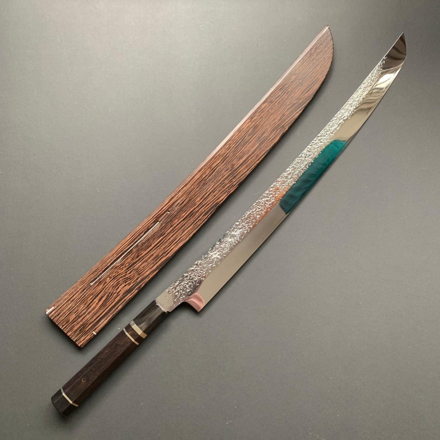 Sakimaru Knife, SG2 Powder Steel, Tsuchime Finish, Ebony Wood handle - Yu Kurosaki