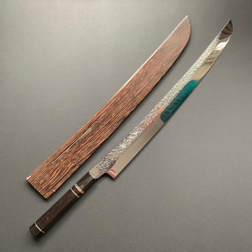 Sakimaru Knife, SG2 Powder Steel, Tsuchime Finish, Ebony Wood handle - Yu Kurosaki