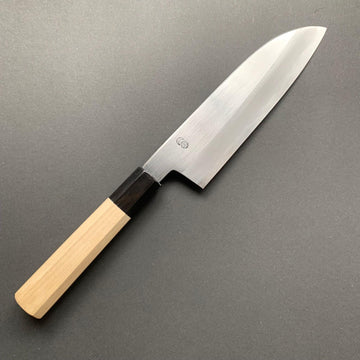 Santoku Knife, Shirogami 2 with iron cladding, Kasumi finish, Kikuzuki Kasumi range - Sakai Kikumori
