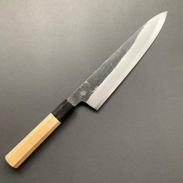 Gyuto Knife, Shirogami 2 with iron cladding, Kurouchi finish, Kikuzuki Kuro range - Sakai Kikumori