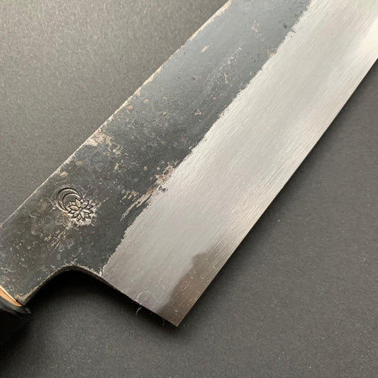 Gyuto Knife, Shirogami 2 with iron cladding, Kurouchi finish, Kikuzuki Kuro range - Sakai Kikumori