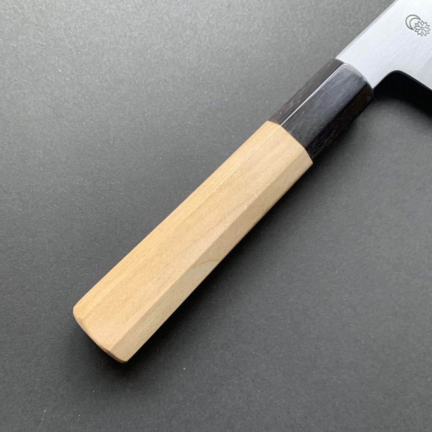 Gyuto Knife, Shirogami 2 with iron cladding, Kasumi finish, Kikuzuki Kasumi range - Sakai Kikumori