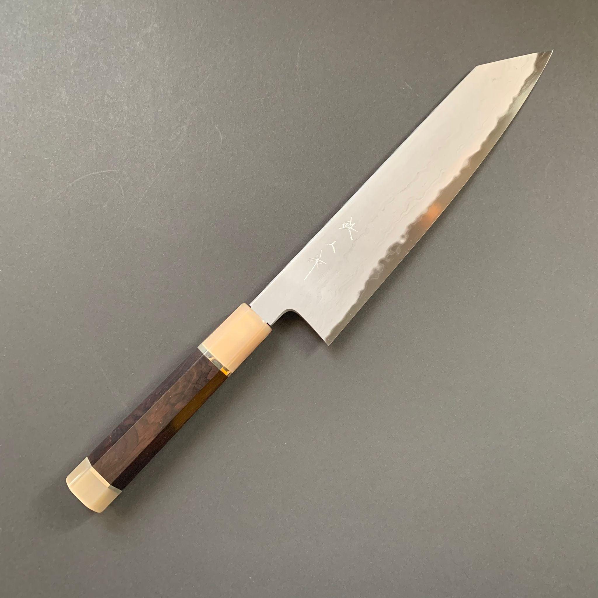 Kiritsuke Knife, Aogami 2, Wrought Iron cladding, Metal Flow range, Damascus finish - Tetsujin Hamono