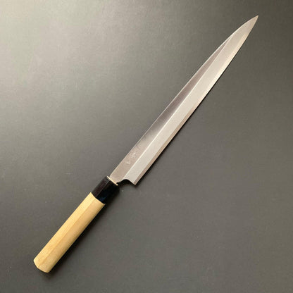 Yanagiba Knife, Stamped Shirogami 2 Carbon Steel, Iron Clad, Polished Finish - Ittetsu