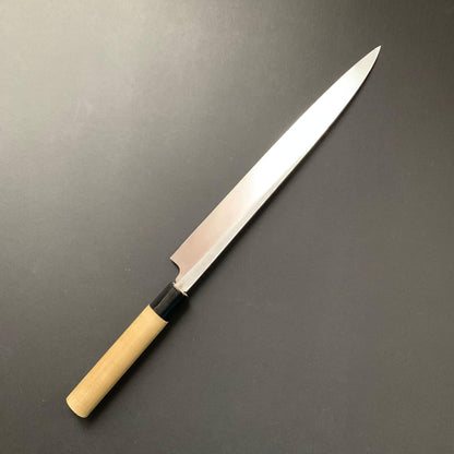 Yanagiba Knife, Stamped Shirogami 2 Carbon Steel, Iron Clad, Polished Finish - Ittetsu