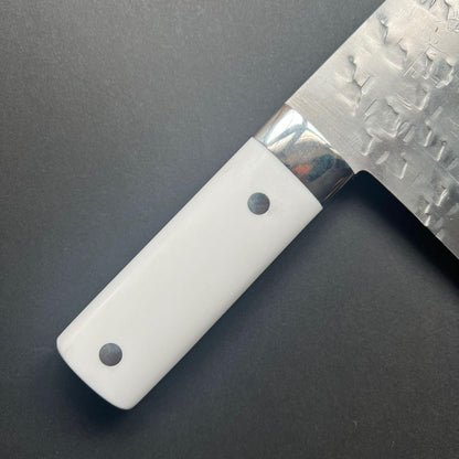 Chinese Cleaver, SRS13 stainless steel, Damascus finish, White Dorian handle - Saji
