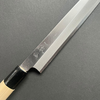 Yanagiba Knife, Stamped Shirogami 2 Carbon Steel, Iron Clad, Polished Finish - Ittetsu