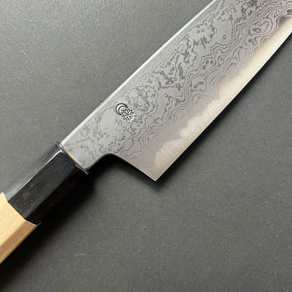 Santoku Knife, Aogami 1 with iron cladding, Damascus finish, Kikuzuki Uzu range - Sakai Kikumori