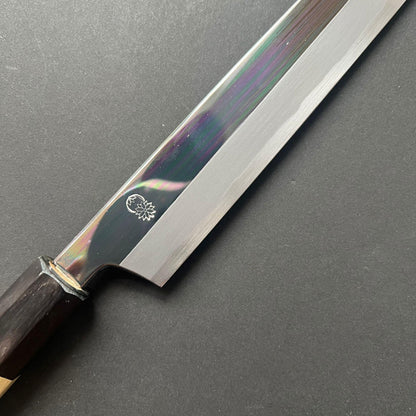 Yanagiba Knife, Shirogami 2 with iron cladding, mirror polished finish, Choyo range - Sakai Kikumori