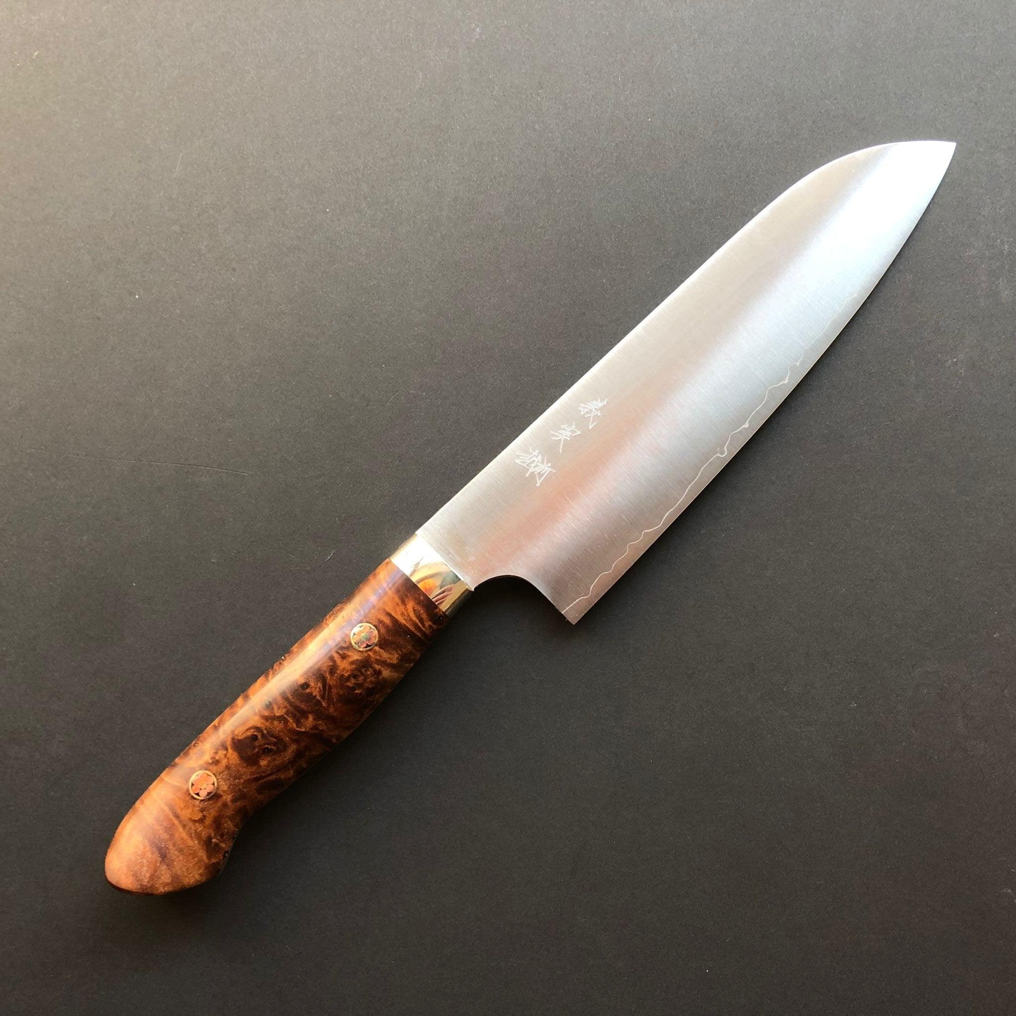 Santoku knife, SG2 Powder Steel, Western style Maple wood handle, Polished finish - Kato