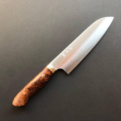 Santoku knife, SG2 Powder Steel, Western style Maple wood handle, Polished finish - Kato